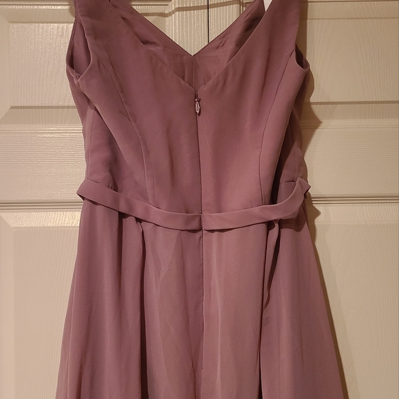 Azazie Mauve Pink High-Low Chiffon and Lace Formal Dress size 12 - Picture 3 of 4